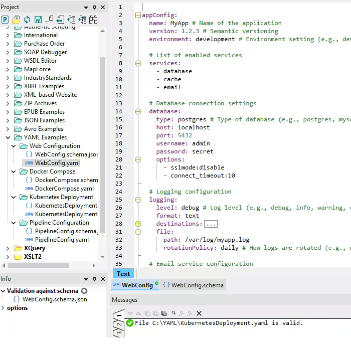 YAML editor in XMLSpy
